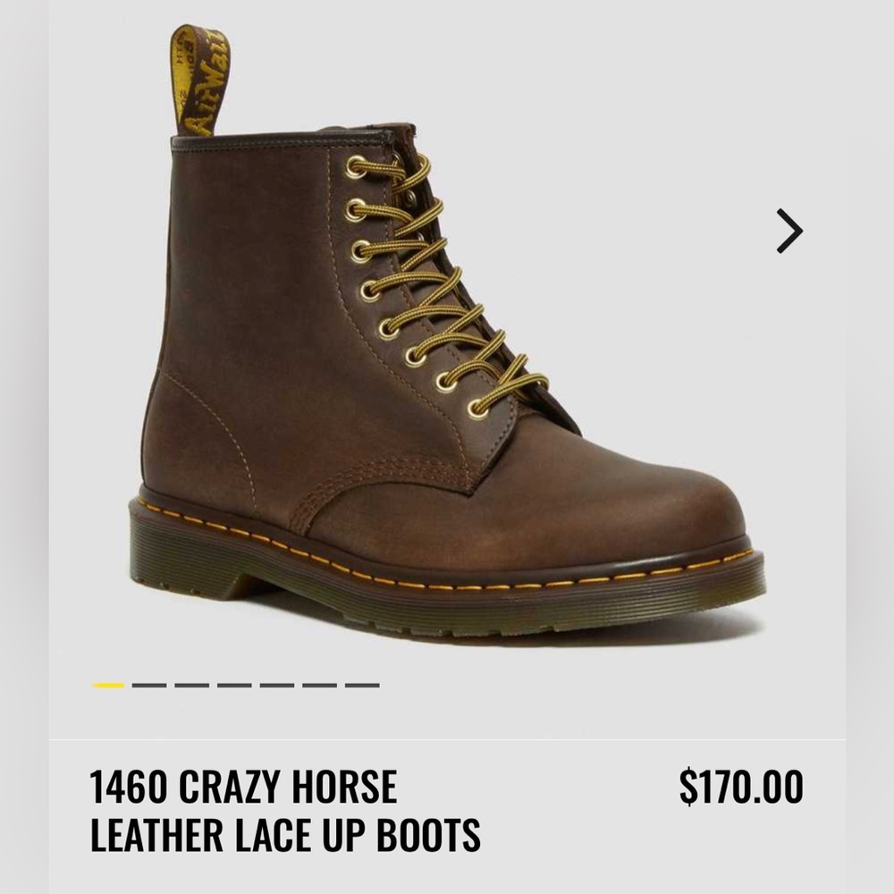 🌵NEW IN BOX Dr. Martens Crazy Horse leather, brown 1460 lace up boots 🌵